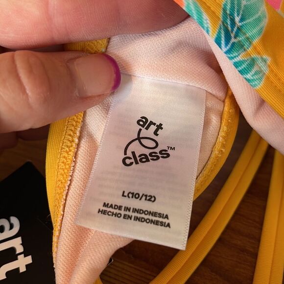 Girls Yellow Floral Bikini Top, Size large, new with tags, Art Class bikini top - Picture 4 of 5